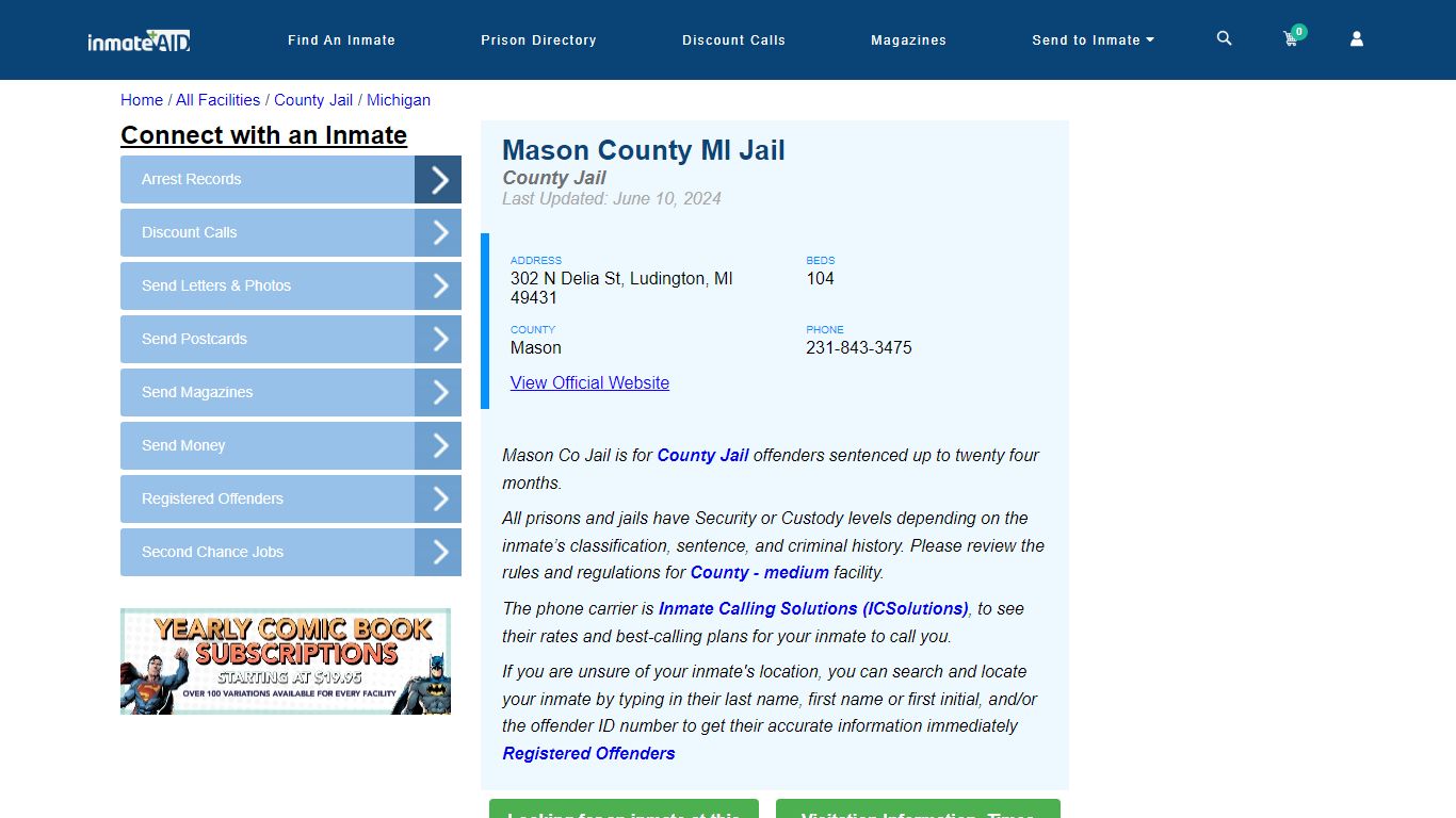 Mason County MI Jail - Inmate Locator